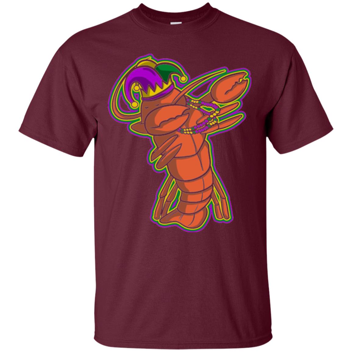 Dabbing Mardi Gras Crawfish T-shirt Mardi Gras Gift Shirt Maroon