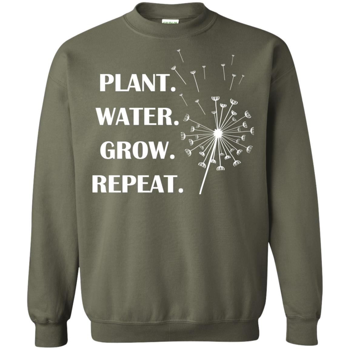 Plant Water Grow Repeat Gradener T-shirt Military Green