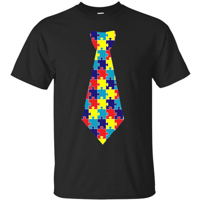 Autism Awareness T-shirt Puzzle Neck Tie 2018 Black