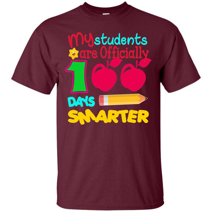 My Students Are Officially 100 Days Smarter Teachers T-shirt Maroon