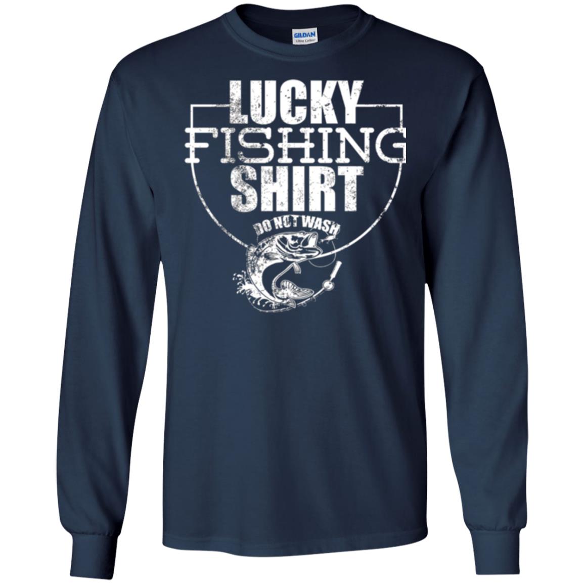 Fisherman T-shirt Lucky Fishing Shirt Do Not Wash Navy