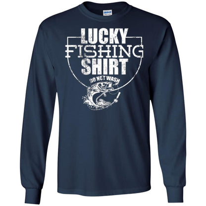 Fisherman T-shirt Lucky Fishing Shirt Do Not Wash Navy