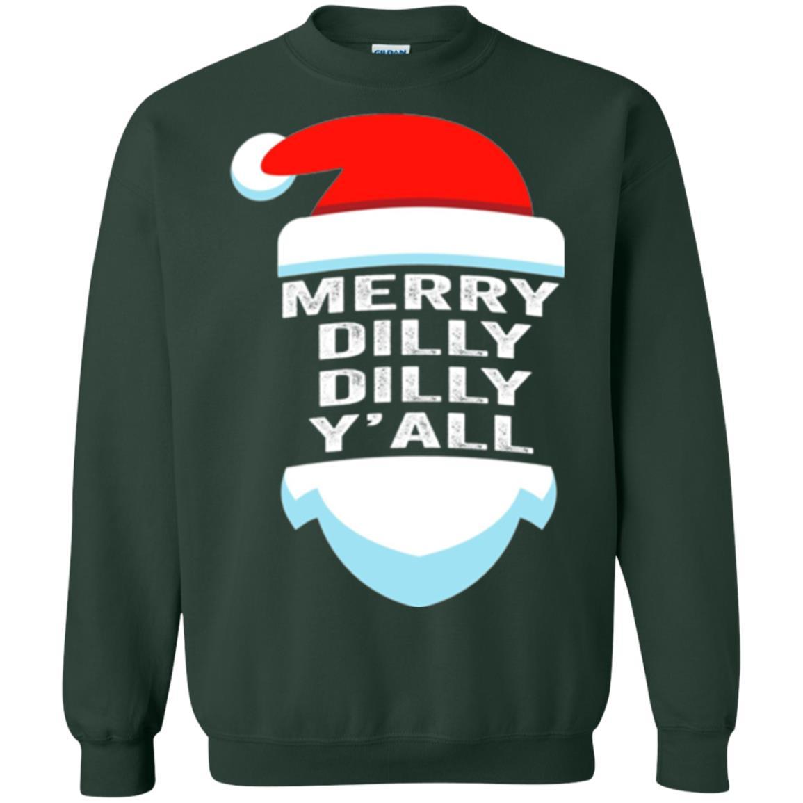 Christmas T-shirt Dilly Dilly Yall Santa Hat Christmas T-shirt Forest Green