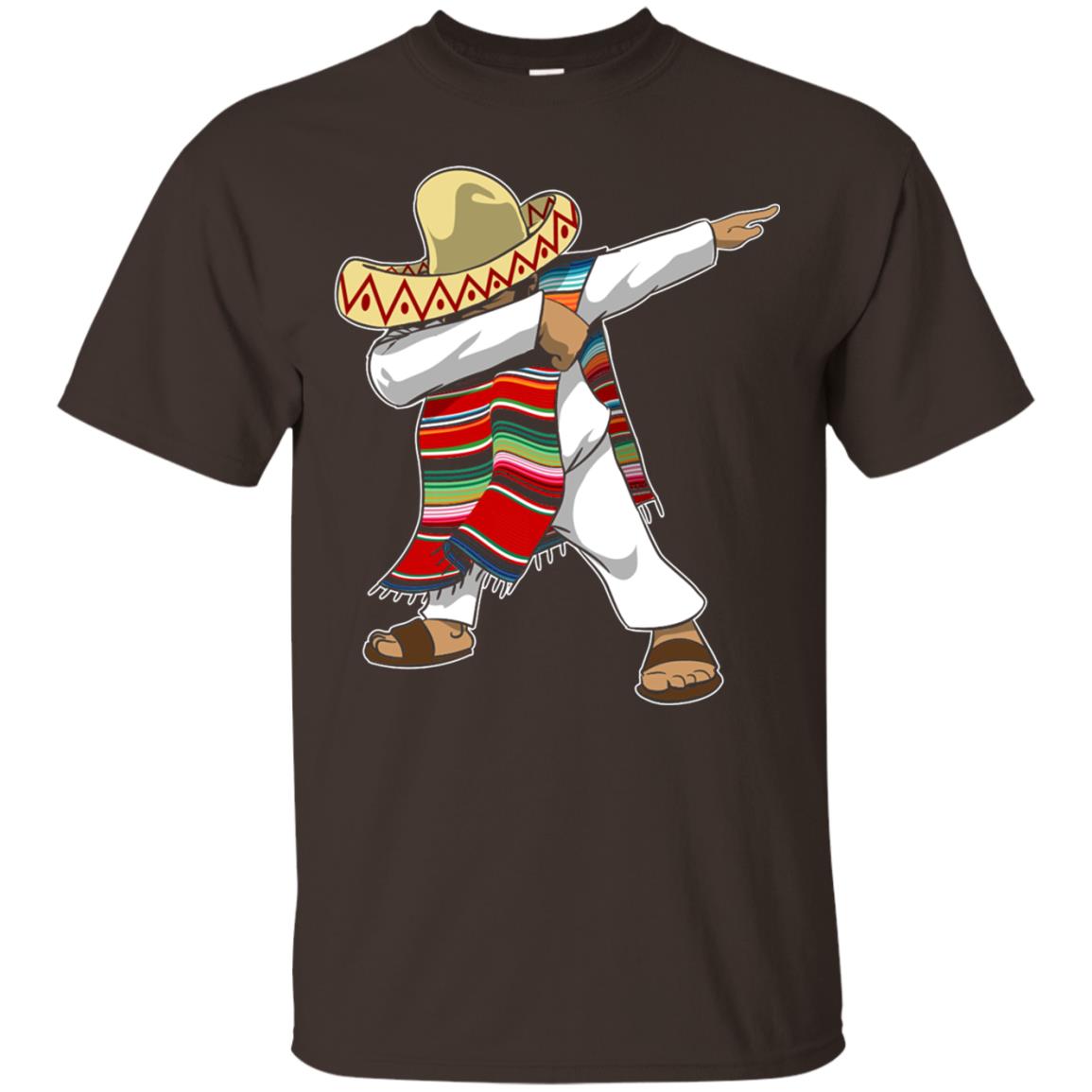 Mexican Poncho Dabbing Cinco De Mayo Shirt Dark Chocolate