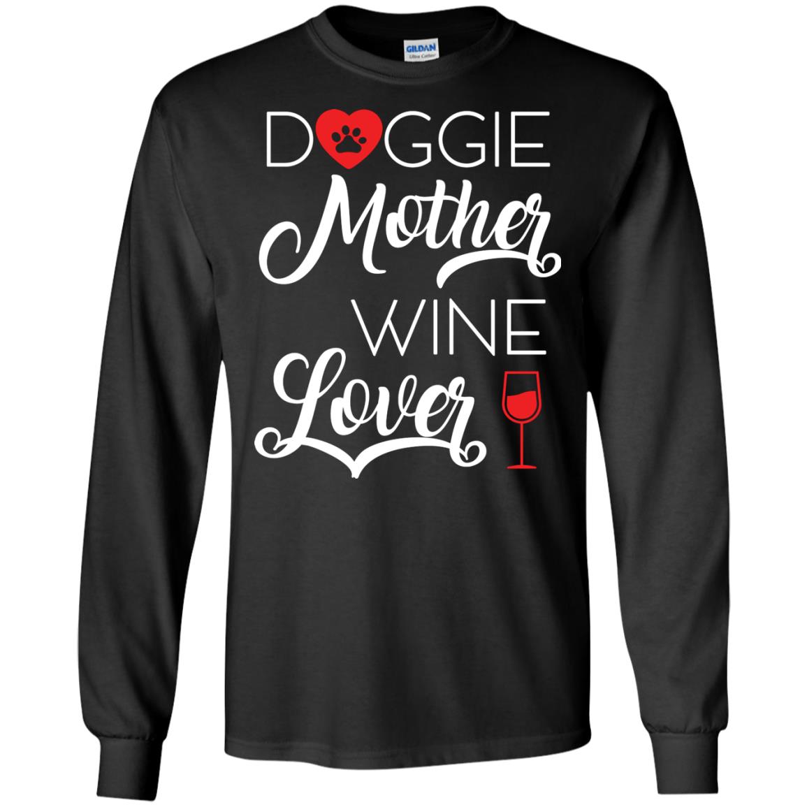 Doggie Mother Wine Lover Dog And Wine Gift Shirt For Mom Black