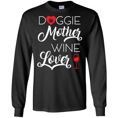 Doggie Mother Wine Lover Dog And Wine Gift Shirt For Mom Black