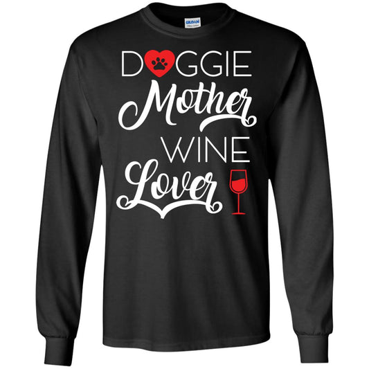 Doggie Mother Wine Lover Dog And Wine Gift Shirt For Mom Black