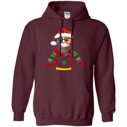 Christmas T-shirt Cat Lover Meowy Christmas T-shirt Maroon