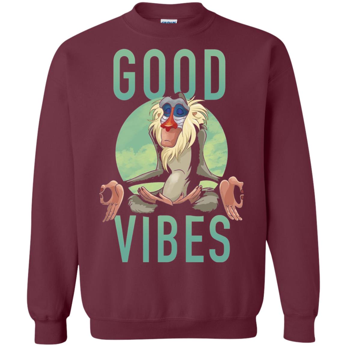 Disney Lion King Rafiki Meditate Good Vibes Graphic T-shirt Maroon