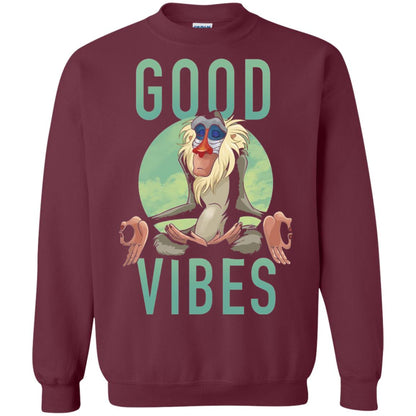 Disney Lion King Rafiki Meditate Good Vibes Graphic T-shirt Maroon