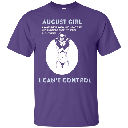 August Girl I Was Born With My Heart T-shirt Purple