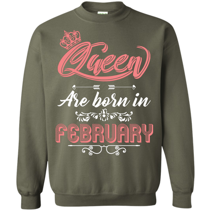 Brithday T-Shirt Queen Are Born In February Military Green