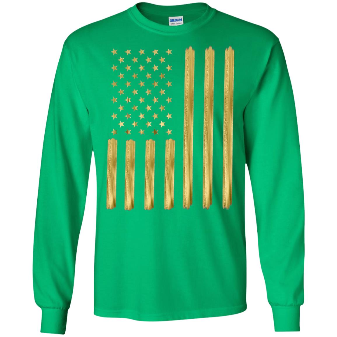 Faux Gold Paint American Flag T-shirt Irish Green