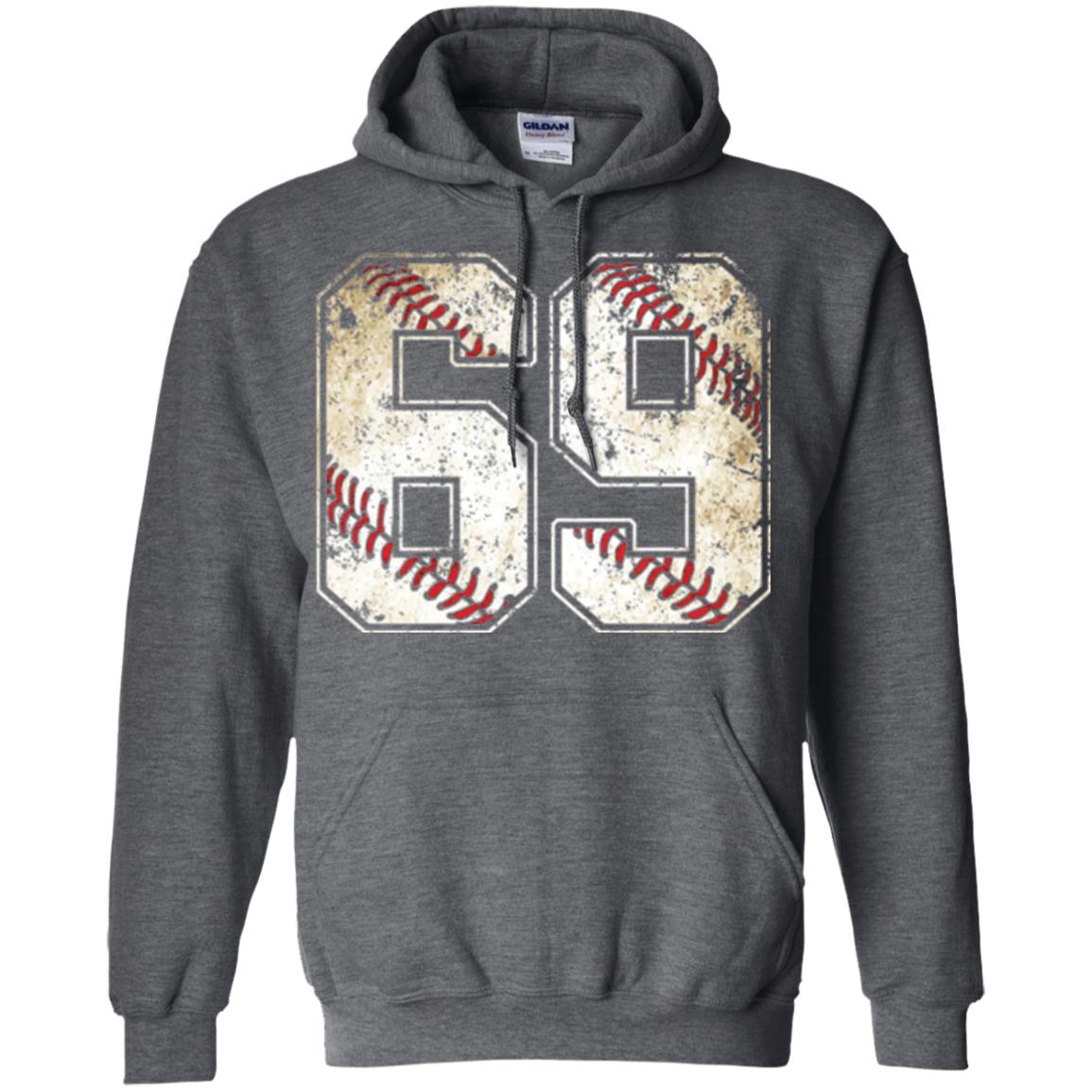 Baseball Player T-shirt Jersey Number 69 Retro Vintage Dark Heather