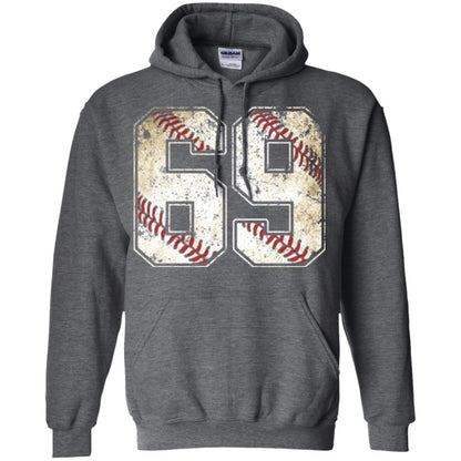 Baseball Player T-shirt Jersey Number 69 Retro Vintage Dark Heather