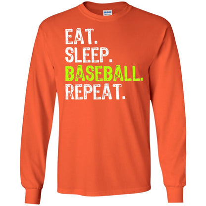 Baseball T-shirt Eat Sleep Baseball Repeat Orange