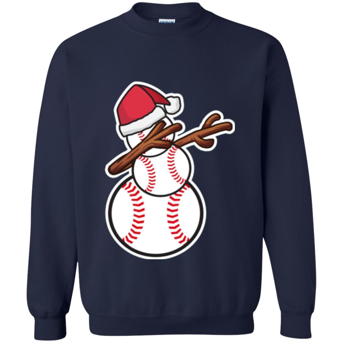Christmas T-shirt Dabbing Snowman Baseball Navy
