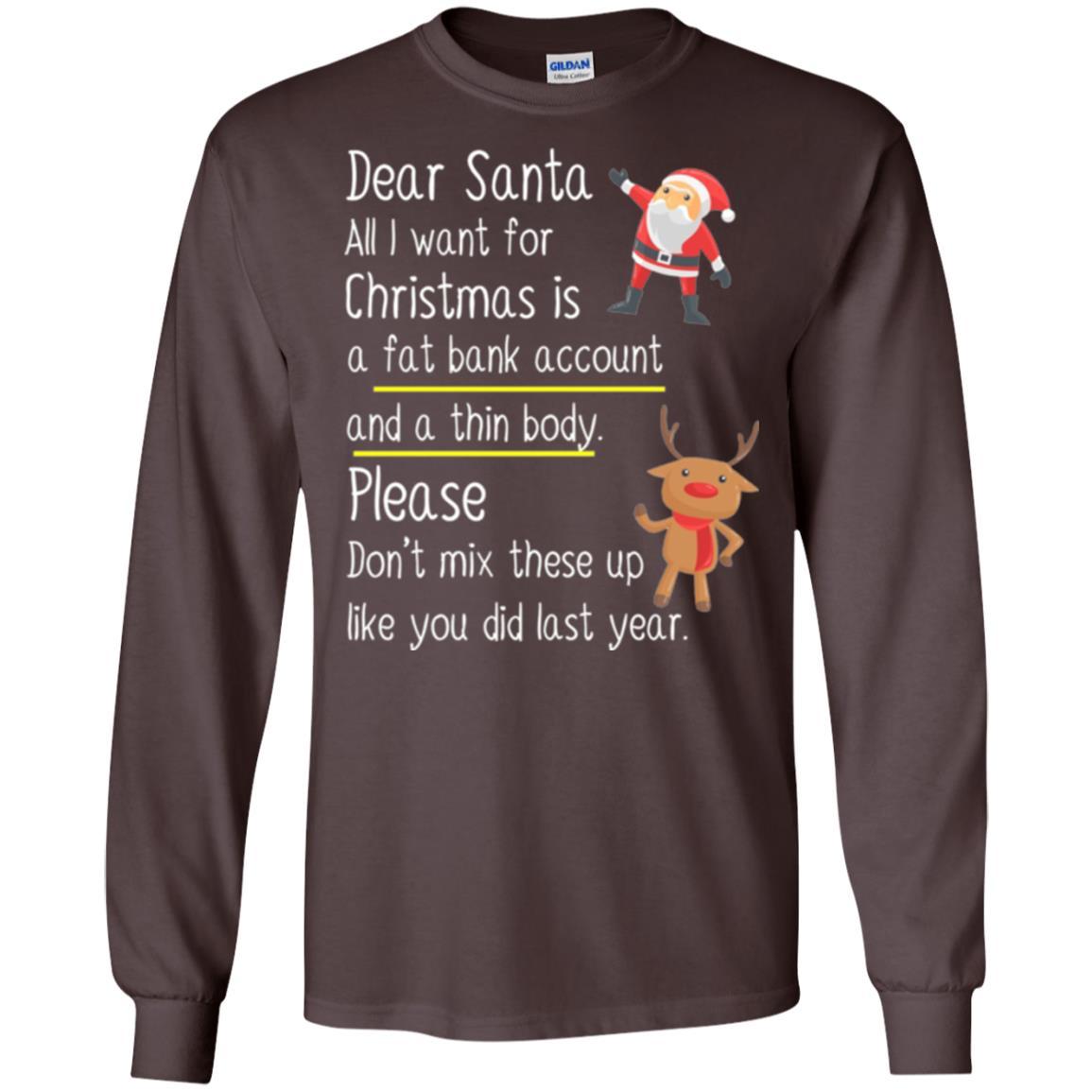 Christmas T-shirt Dear Santa All I Want For Christmas Dark Chocolate