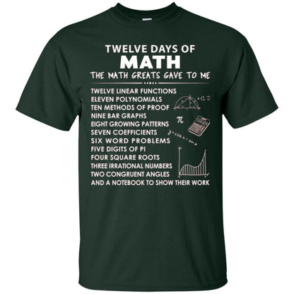 Math T-shirt Twelve Days Of Math Forest Green