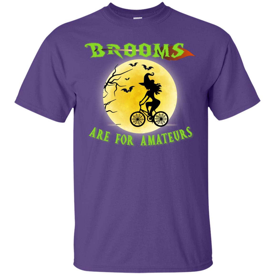 Brooms Are For Amateurs Witches Ride A Bicycle Funny Halloween Shirt Purple