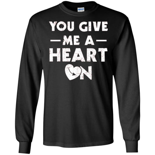 Funny Valentine_s Day Saying T-shirt You Give Me A Heart On Black