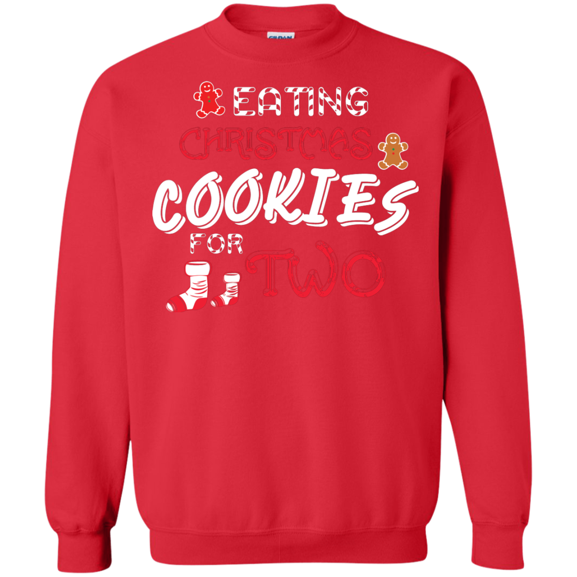 Christmas T-shirt Eating Christmas Cookies For Two Red