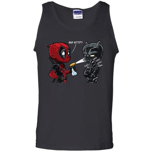 Deadpool Black Panther Bad Kitty Film Lover T-shirt Black