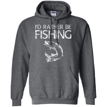 Funny Fisherman T-shirt I_d Rather Be Fishing Dark Heather