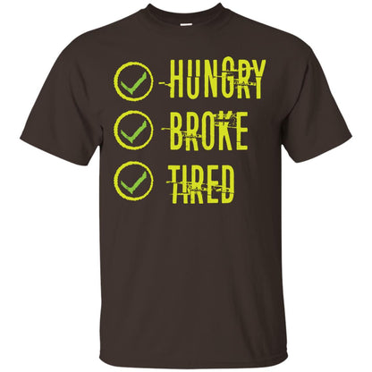 Hungry Broke Tired Check Mark T-shirt Dark Chocolate