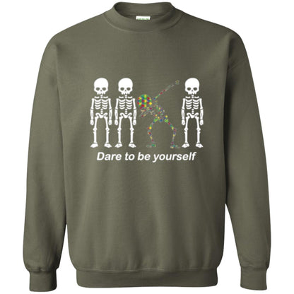 Dabbing T-shirt Dabbing Skeleton Dare To Be Yourself Military Green