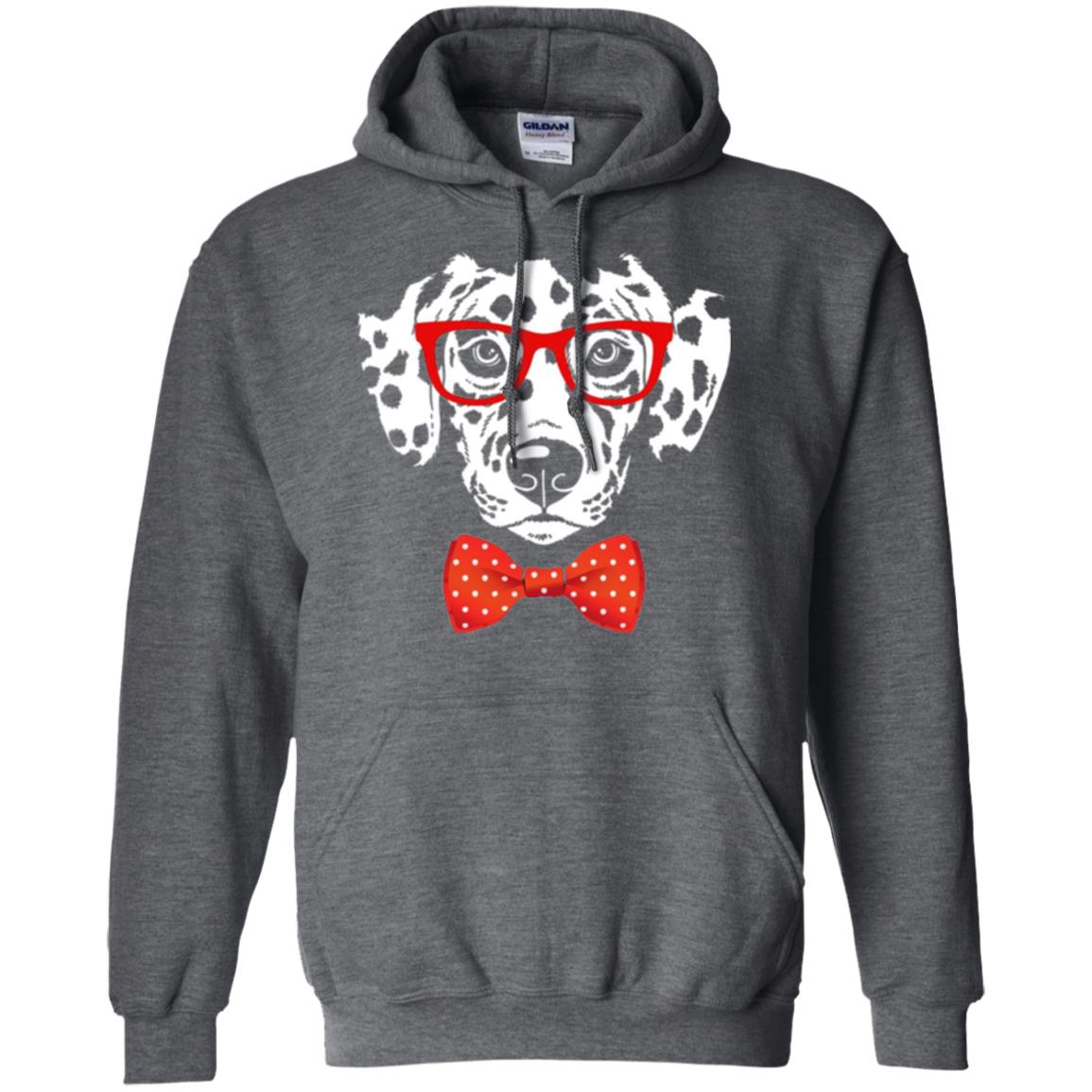 Dog Lover T-shirt Hipster Dog Dalmatian Wearing Glasses Dark Heather