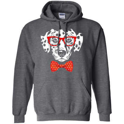 Dog Lover T-shirt Hipster Dog Dalmatian Wearing Glasses Dark Heather