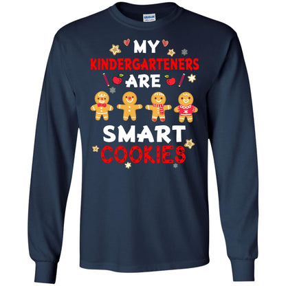 My Kndergarteners Are Smart Cookies X-mas Gift Shirt For Kindergarten Teachers Navy