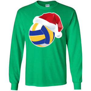 Volleyball With Santa Claus Hat X-mas Shirt For Volleyball LoversG240 Gildan LS Ultra Cotton T-Shirt