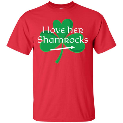 Saint Patrick_s Day T-shirt I Love Her Shamrocks Red