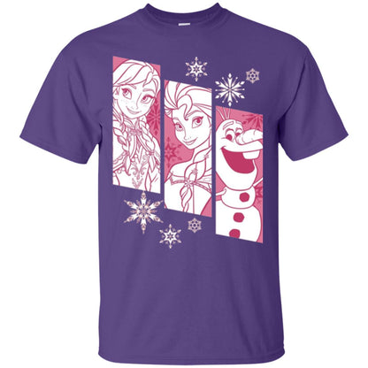 Frozen Anna Elsa Olaf Snowflake Panel Graphic T-shirt Purple