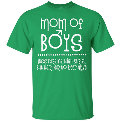 Mom Of Boys Shirt Less Drama Than Girls Irish Green
