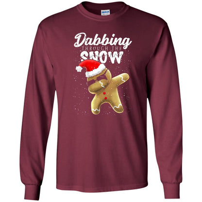 Dabbing Gingerbread T-shirt Dabbing Through The Snow Maroon