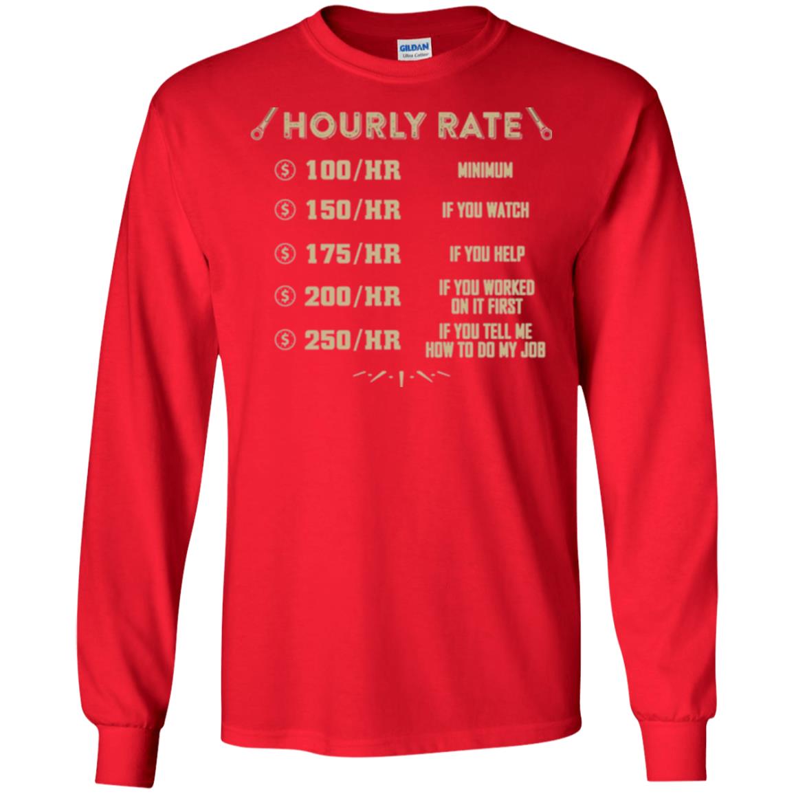 Mechanic T-shirt Mechanic Hourly Rate Red