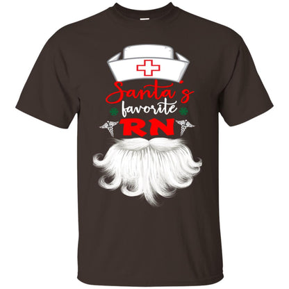 Santa's Favorite Rn Nursing Idea Shirt Dark Chocolate