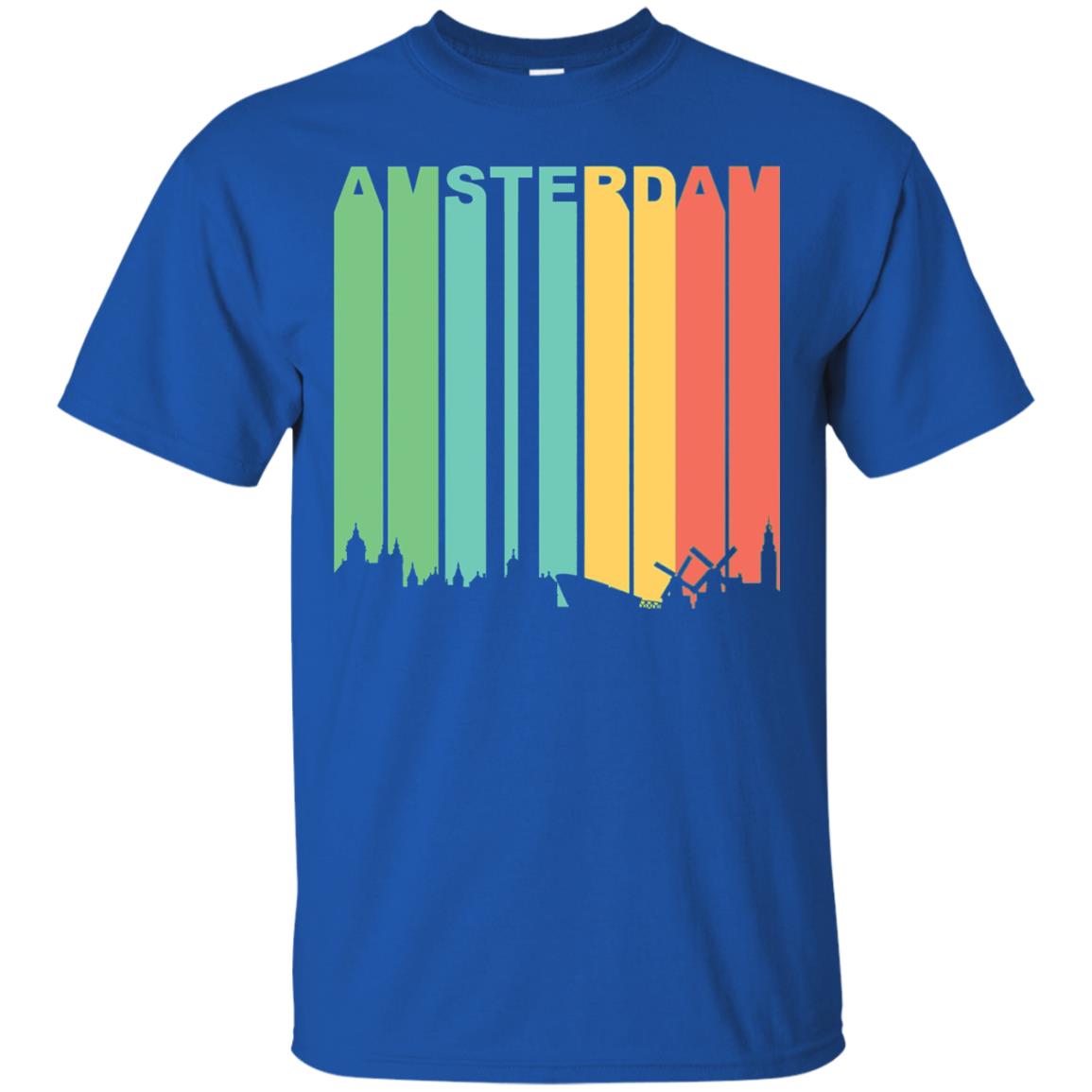 Retro Amsterdam Netherlands Cityscape Downtown Skyline Shirt Royal