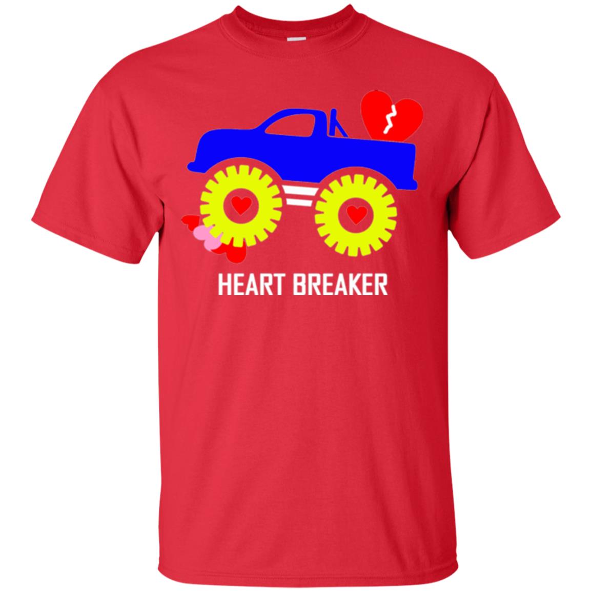 Heart Breaker Cute Blue Monster Truck Valentine_s Day T-shirt Red