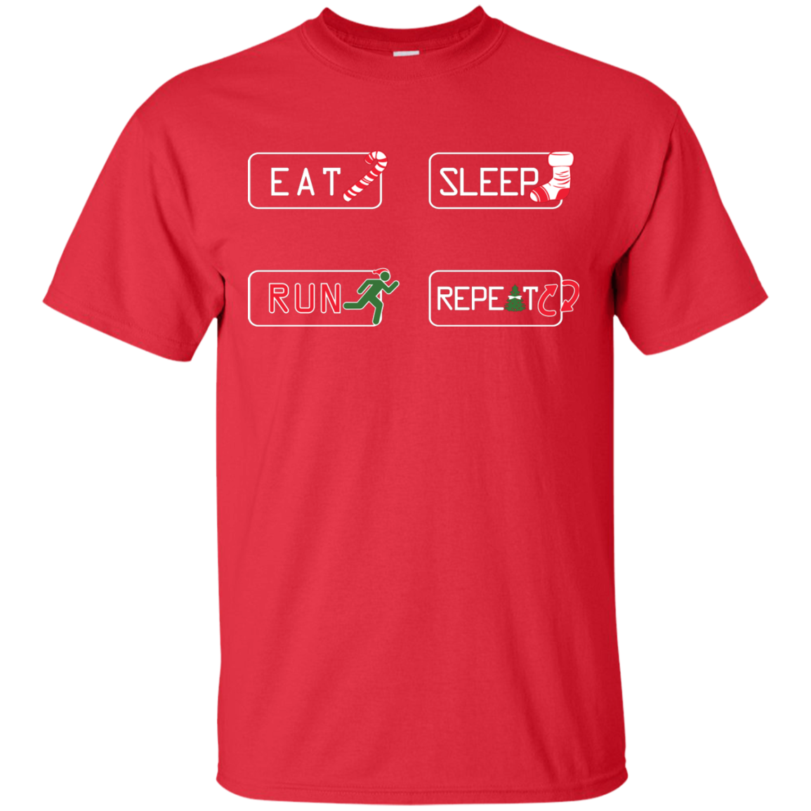 Christmas T-Shirt Eat Sleep Run Repeat Red