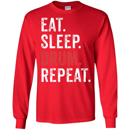 Drummer T-shirt Eat Sleep Drum Repeat Red