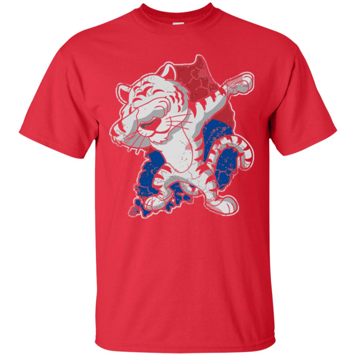 Dabbing White Tiger South Korea Flag T-shirt Red