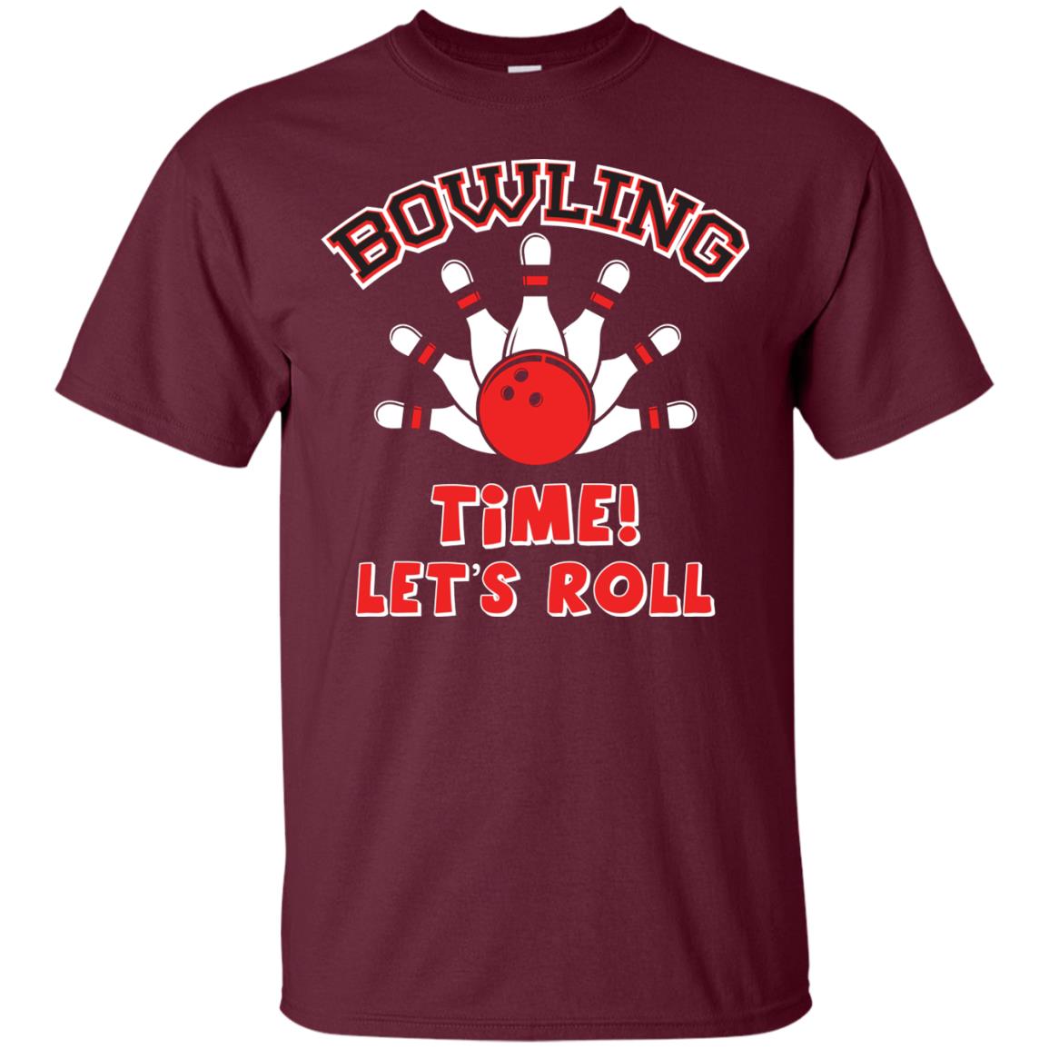 Bowling Lover T-shirt Time Let’s Roll Maroon