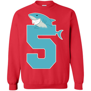 5th Birthday Shark Party ShirtG180 Gildan Crewneck Pullover Sweatshirt 8 oz.