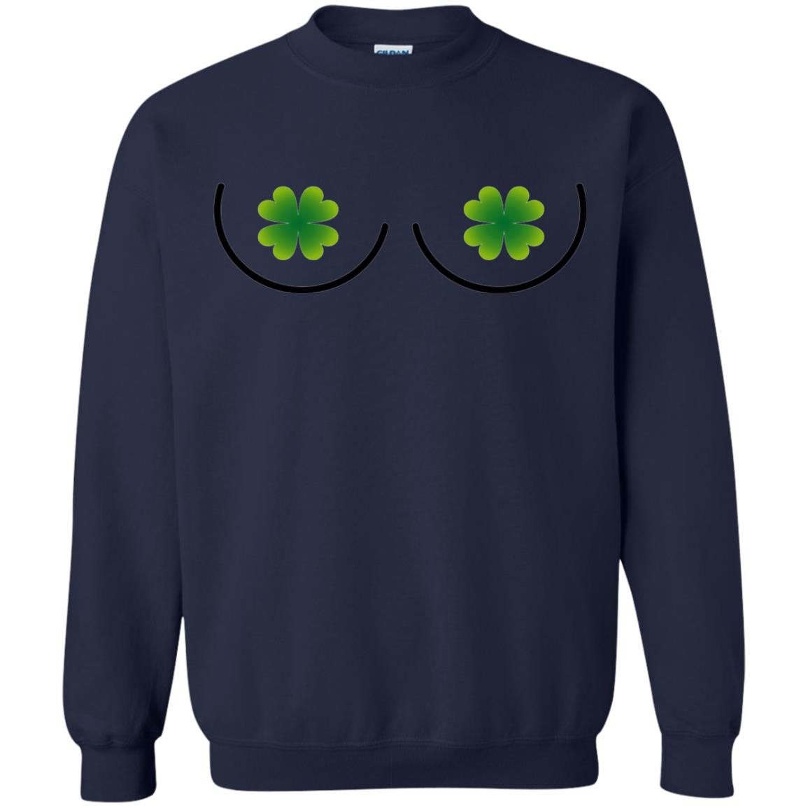 Irish Shamrock Boobs St. Patrick_s Day T-shirt Navy