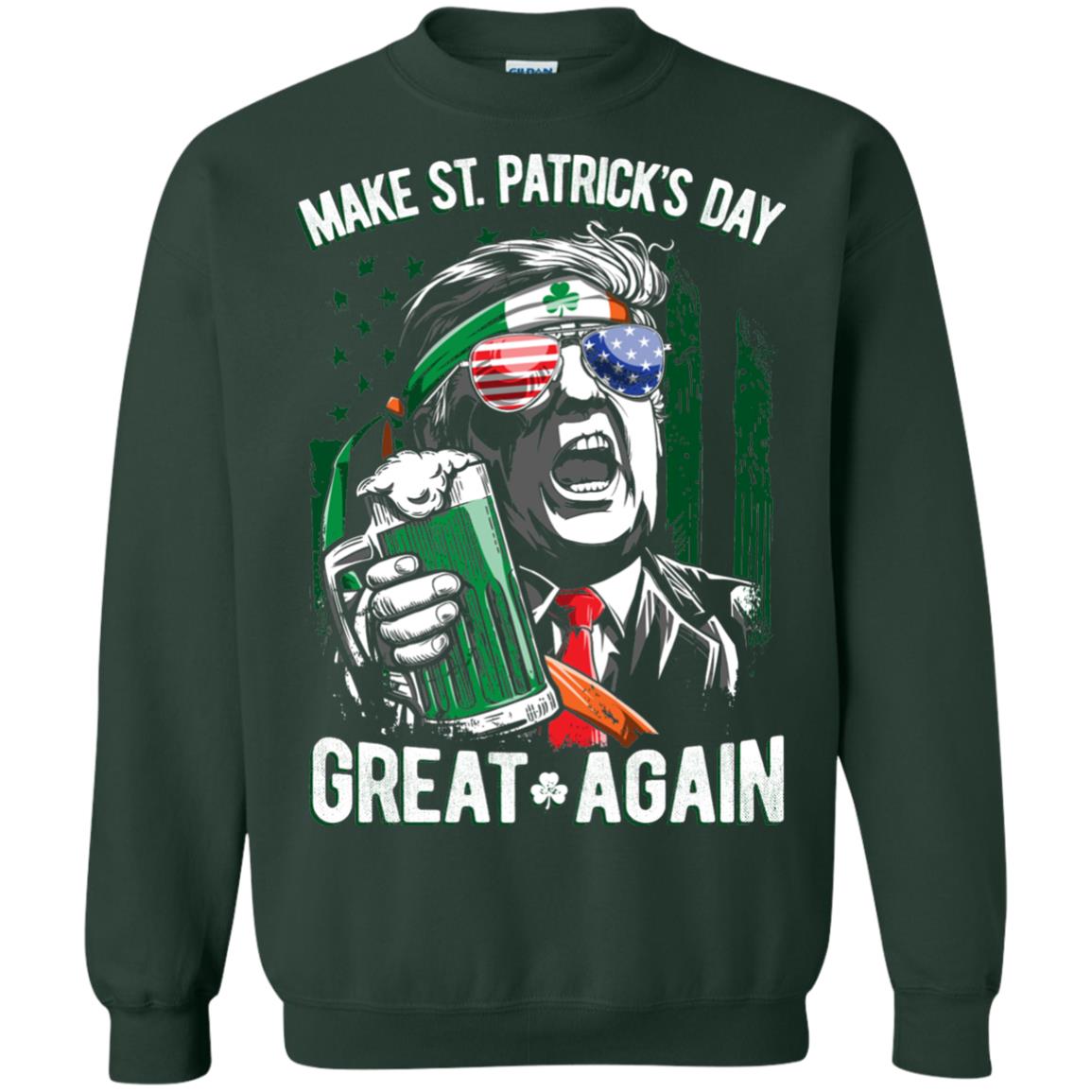 Make St Patricks Day Great Again Trump Leprechaun T-shirt Forest Green
