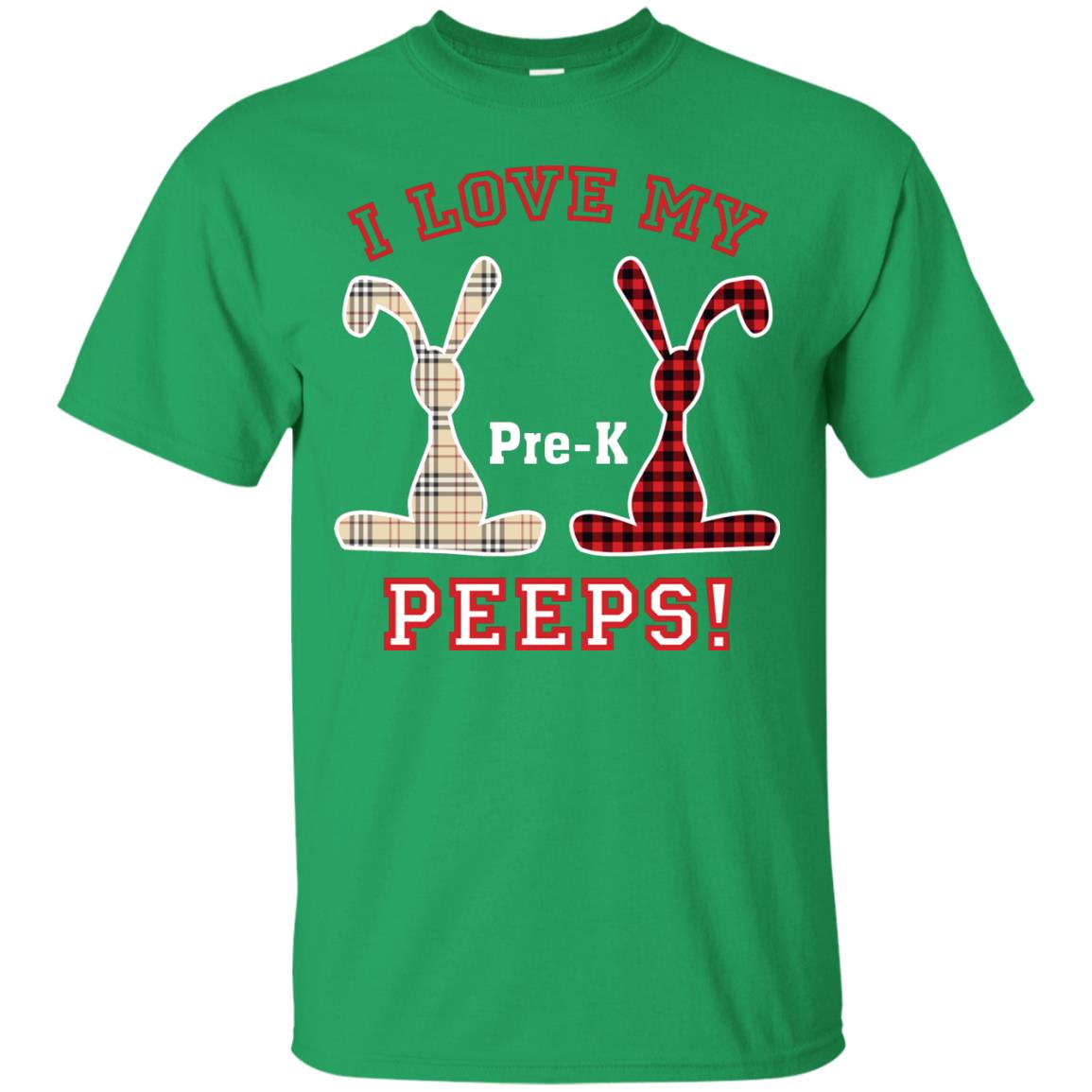I Love My Pre-k Peeps Easter Day T-shirt Irish Green
